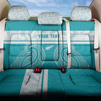 New Zealand Silver Fern Cricket Custom Back Car Seat Cover Black Cap Teal Maori Pattern - Polynesian Pride