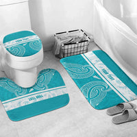 New Zealand Silver Fern Cricket Custom Bathroom Set Black Cap Teal Maori Pattern - Polynesian Pride