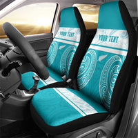 New Zealand Silver Fern Cricket Custom Car Seat Cover Black Cap Teal Maori Pattern - Polynesian Pride