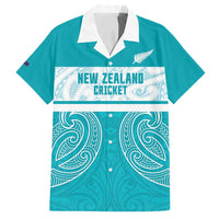 New Zealand Silver Fern Cricket Custom Family Matching Puletasi and Hawaiian Shirt Black Cap Teal Maori Pattern - Polynesian Pride