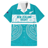 New Zealand Silver Fern Cricket Custom Family Matching Short Sleeve Bodycon Dress and Hawaiian Shirt Black Cap Teal Maori Pattern LT14 Dad's Shirt - Short Sleeve Teal - Polynesian Pride
