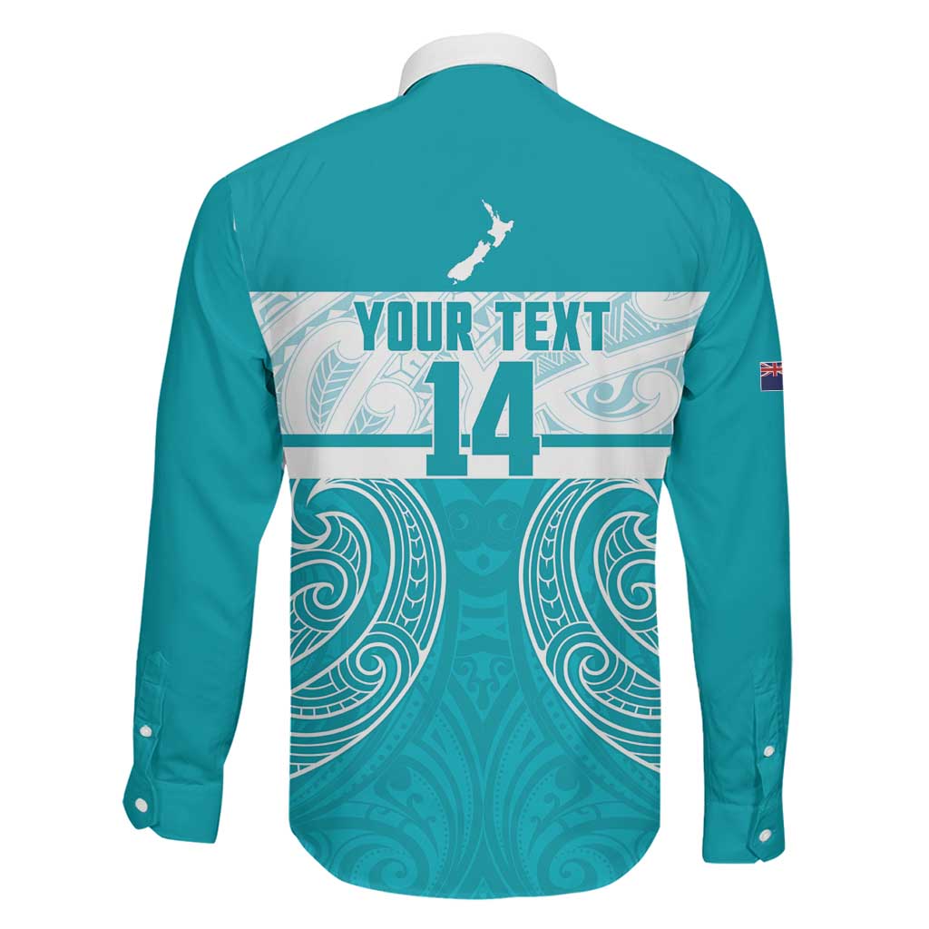 New Zealand Silver Fern Cricket Custom Family Matching Short Sleeve Bodycon Dress and Hawaiian Shirt Black Cap Teal Maori Pattern LT14 - Polynesian Pride