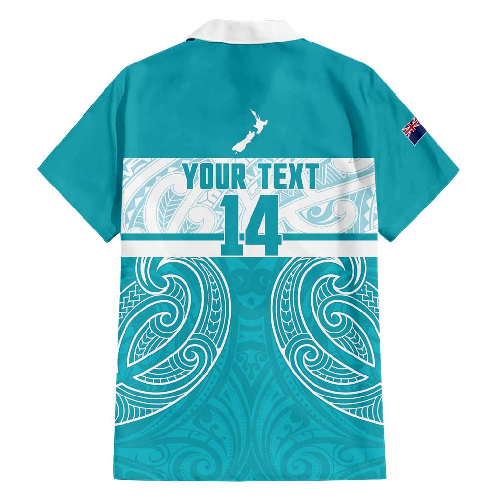 New Zealand Silver Fern Cricket Custom Family Matching Tank Maxi Dress and Hawaiian Shirt Black Cap Teal Maori Pattern LT14 - Polynesian Pride