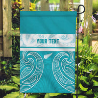 New Zealand Silver Fern Cricket Custom Garden Flag Black Cap Teal Maori Pattern - Polynesian Pride