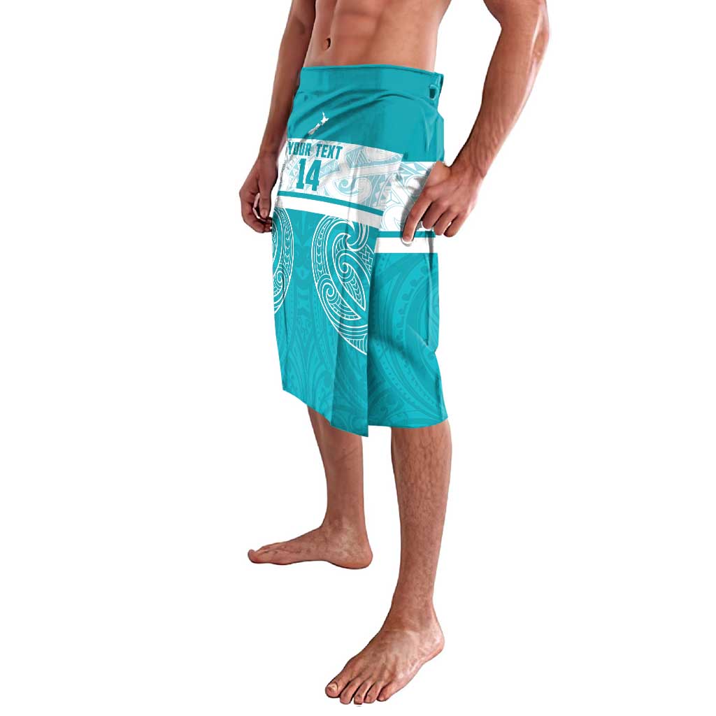 New Zealand Silver Fern Cricket Custom Lavalava Black Cap Teal Maori Pattern - Polynesian Pride