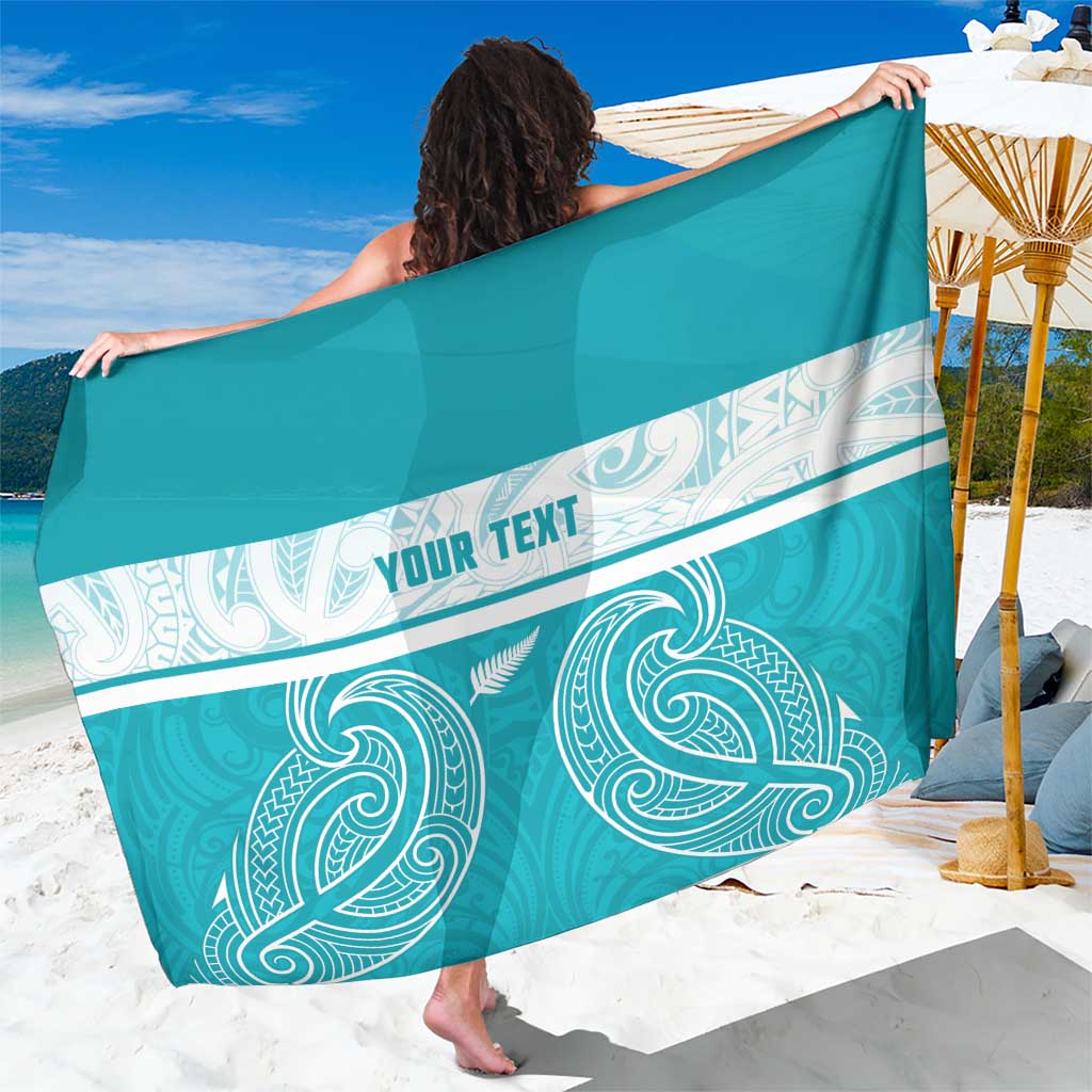 New Zealand Silver Fern Cricket Custom Sarong Black Cap Teal Maori Pattern - Polynesian Pride