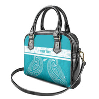 New Zealand Silver Fern Cricket Custom Shoulder Handbag Black Cap Teal Maori Pattern - Polynesian Pride