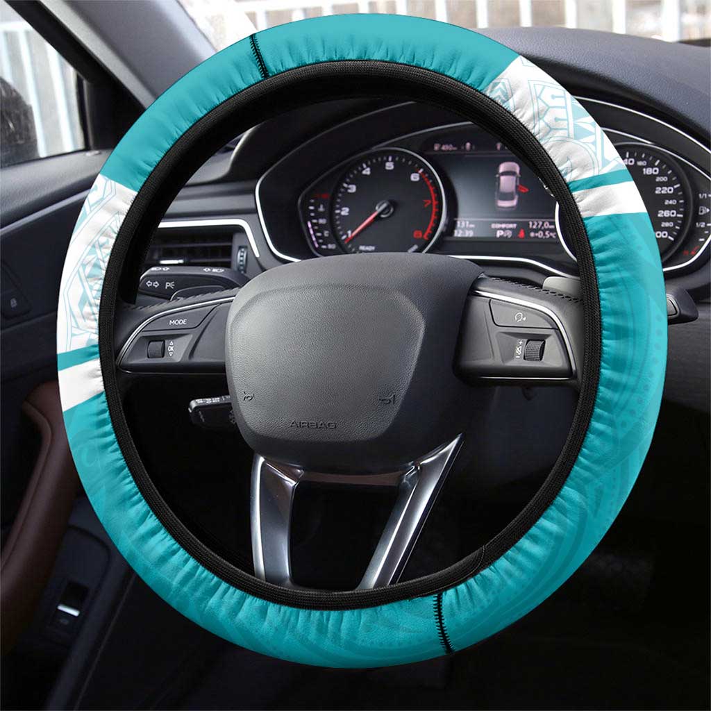 New Zealand Silver Fern Cricket Steering Wheel Cover Black Cap Teal Maori Pattern LT14 - Polynesian Pride