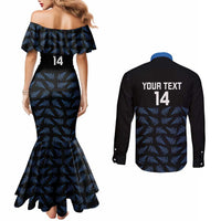 New Zealand Silver Fern Cricket Custom Couples Matching Mermaid Dress and Long Sleeve Button Shirt Black Cap T20 Version - Polynesian Pride