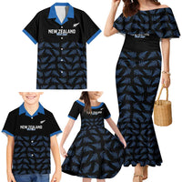 New Zealand Silver Fern Cricket Custom Family Matching Mermaid Dress and Hawaiian Shirt Black Cap T20 Version LT14 - Polynesian Pride