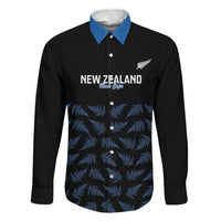 New Zealand Silver Fern Cricket Custom Family Matching Mermaid Dress and Hawaiian Shirt Black Cap T20 Version LT14 Dad's Shirt - Long Sleeve Black - Polynesian Pride