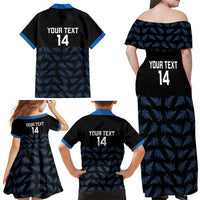New Zealand Silver Fern Cricket Custom Family Matching Off Shoulder Maxi Dress and Hawaiian Shirt Black Cap T20 Version LT14 - Polynesian Pride