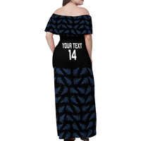 New Zealand Silver Fern Cricket Custom Family Matching Off Shoulder Maxi Dress and Hawaiian Shirt Black Cap T20 Version LT14 - Polynesian Pride