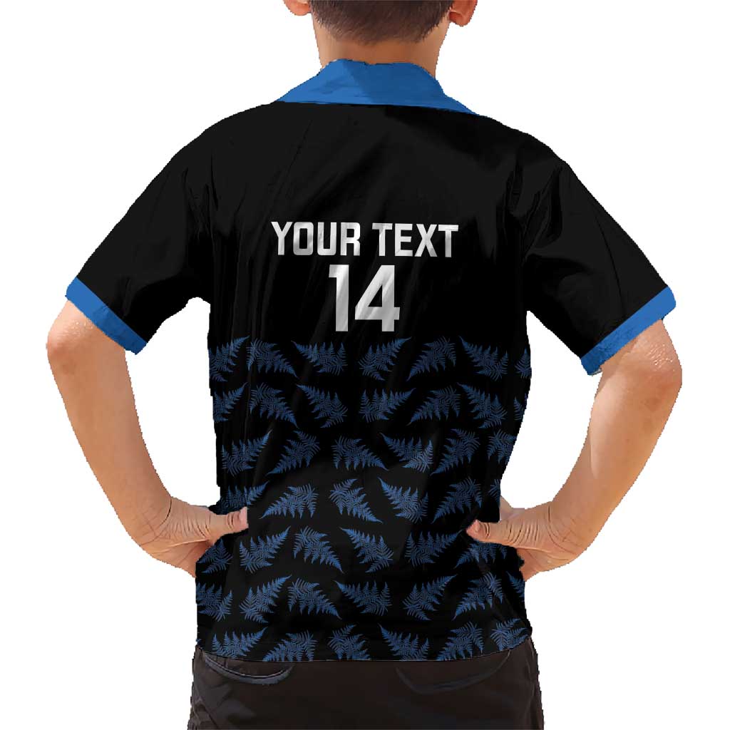 New Zealand Silver Fern Cricket Custom Kid Hawaiian Shirt Black Cap T20 Version - Polynesian Pride