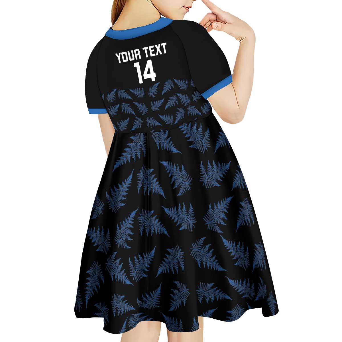 New Zealand Silver Fern Cricket Custom Kid Short Sleeve Dress Black Cap T20 Version - Polynesian Pride
