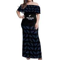 New Zealand Silver Fern Cricket Custom Off Shoulder Maxi Dress Black Cap T20 Version - Polynesian Pride