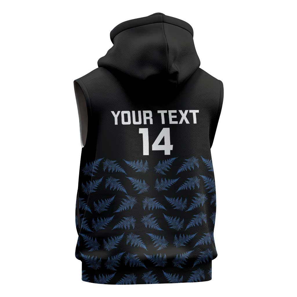 New Zealand Silver Fern Cricket Custom Sleeveless Hoodie Black Cap T20 Version - Polynesian Pride