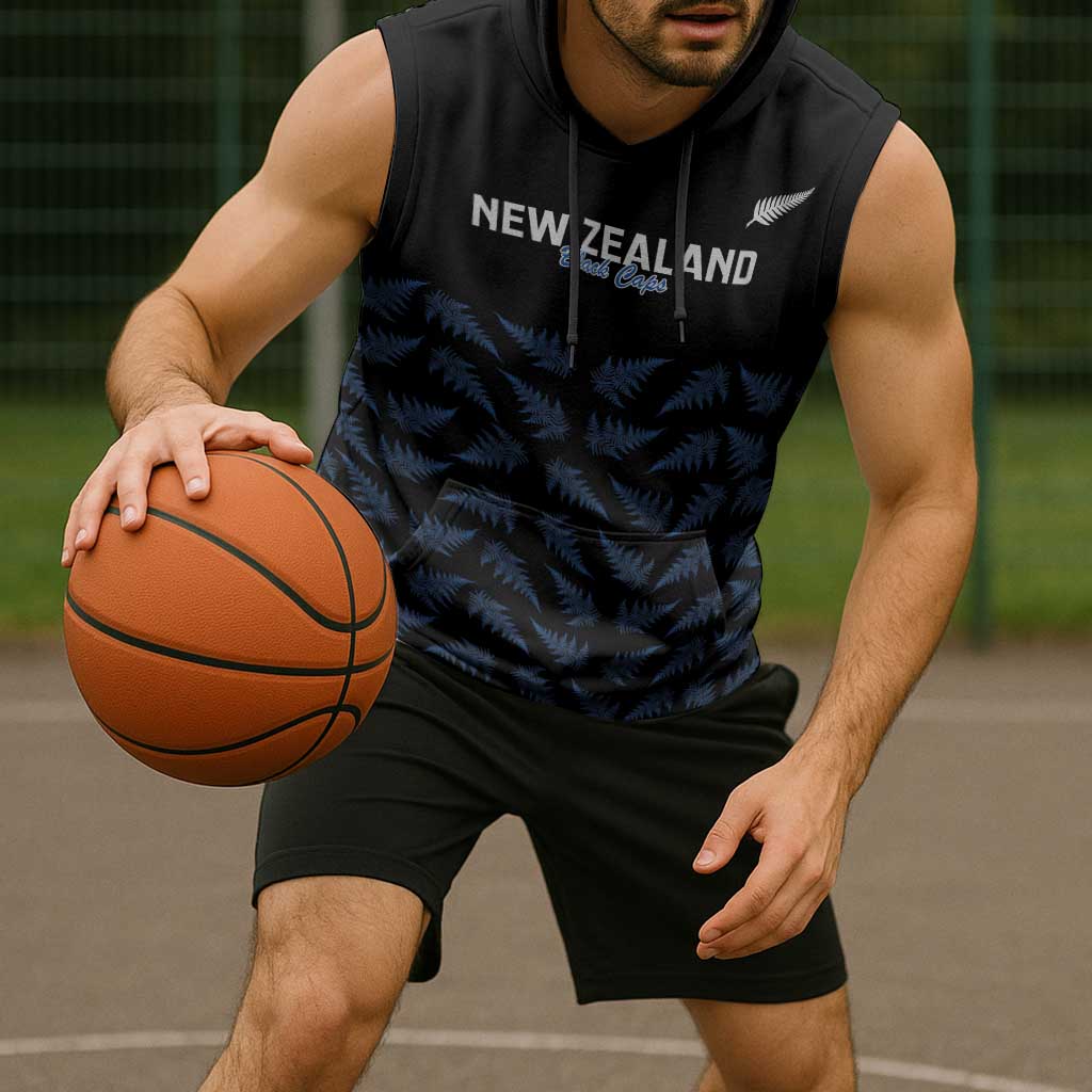 New Zealand Silver Fern Cricket Custom Sleeveless Hoodie Black Cap T20 Version - Polynesian Pride