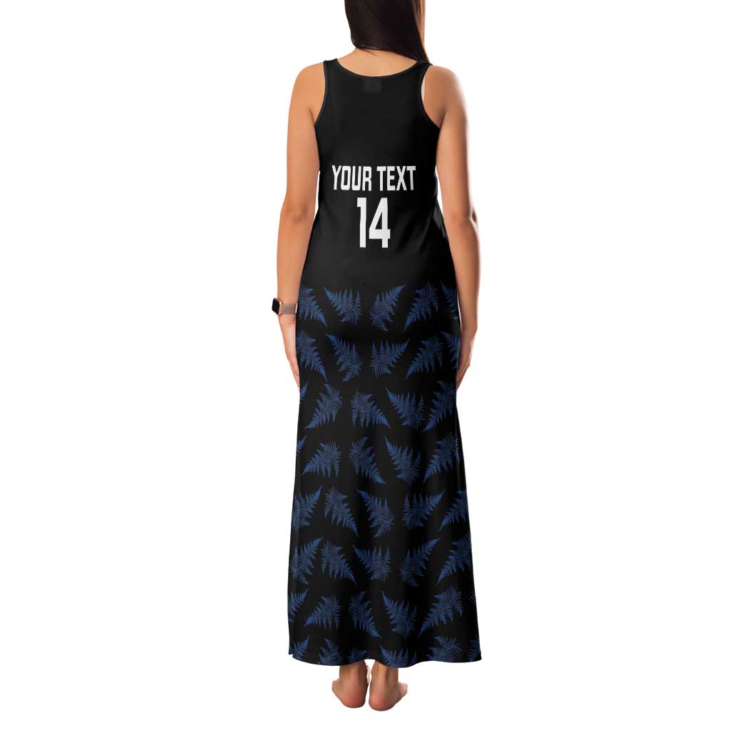 New Zealand Silver Fern Cricket Custom Tank Maxi Dress Black Cap T20 Version - Polynesian Pride