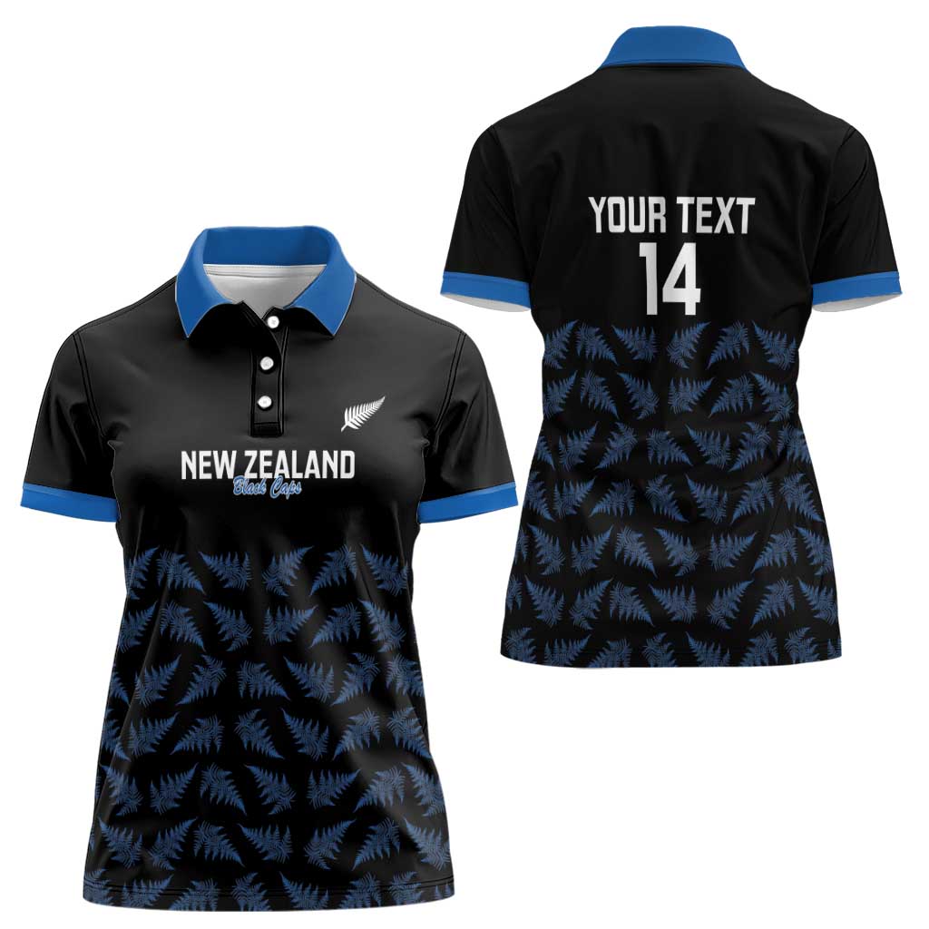 New Zealand Silver Fern Cricket Custom Women Polo Shirt Black Cap T20 Version - Polynesian Pride