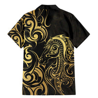 Gold And Black Aotearoa Horse Racing Family Matching Mermaid Dress and Hawaiian Shirt NZ Maori Pattern LT14 - Polynesian Pride