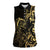 Gold And Black Aoteara Horse Racing Women Sleeveless Polo Shirt NZ Maori Pattern