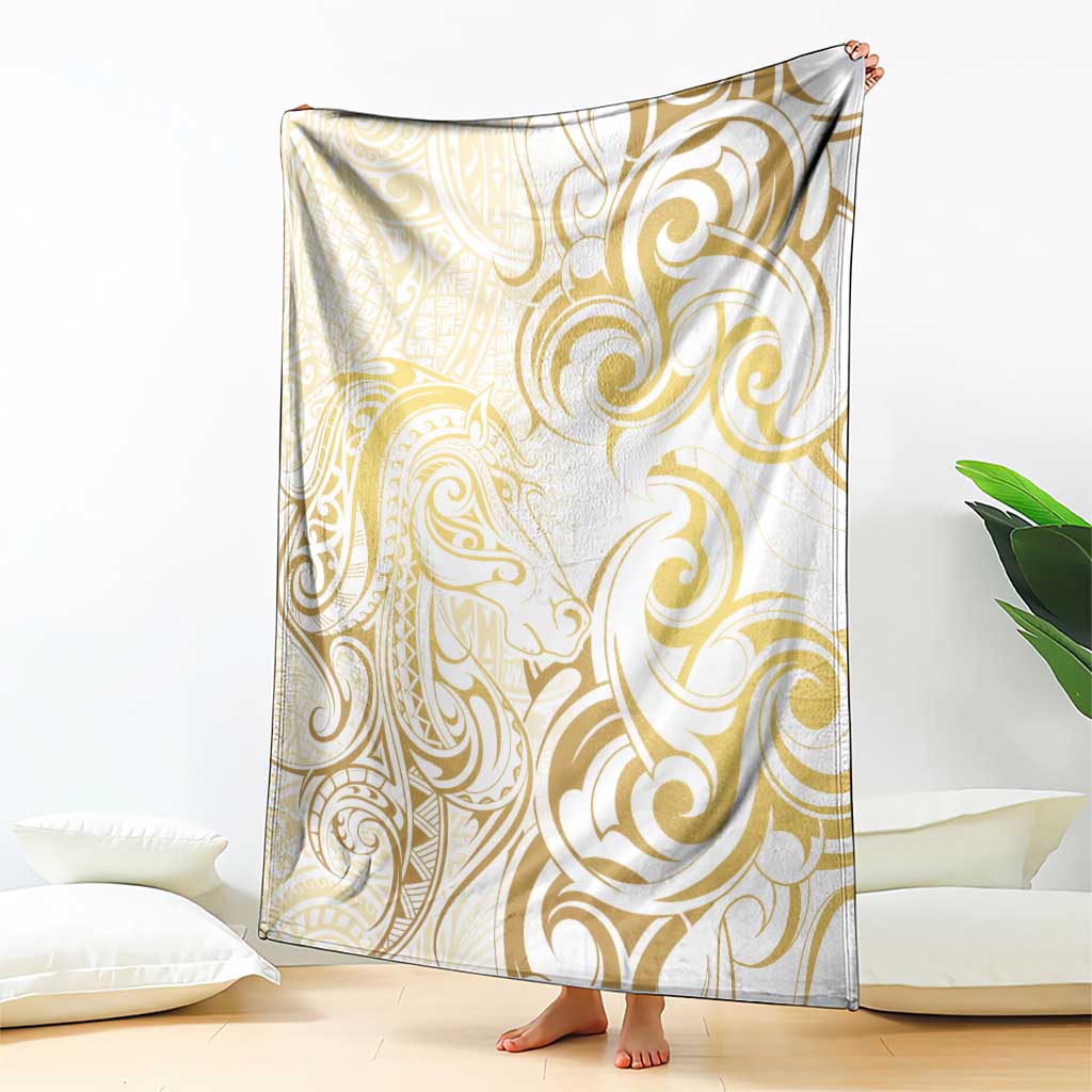 Gold And White Aoteara Horse Racing Blanket NZ Maori Pattern