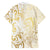 Gold And White Aoteara Horse Racing Family Matching Off The Shoulder Long Sleeve Dress and Hawaiian Shirt NZ Maori Pattern