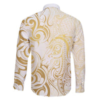 Gold And White Aotearoa Horse Racing Family Matching Tank Maxi Dress and Hawaiian Shirt NZ Maori Pattern LT14 - Polynesian Pride