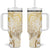 Gold And White Aoteara Horse Racing Tumbler With Handle NZ Maori Pattern