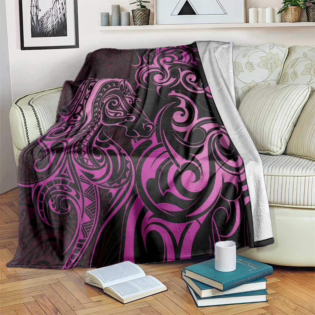 Pink Aoteara Horse Racing Blanket NZ Maori Pattern