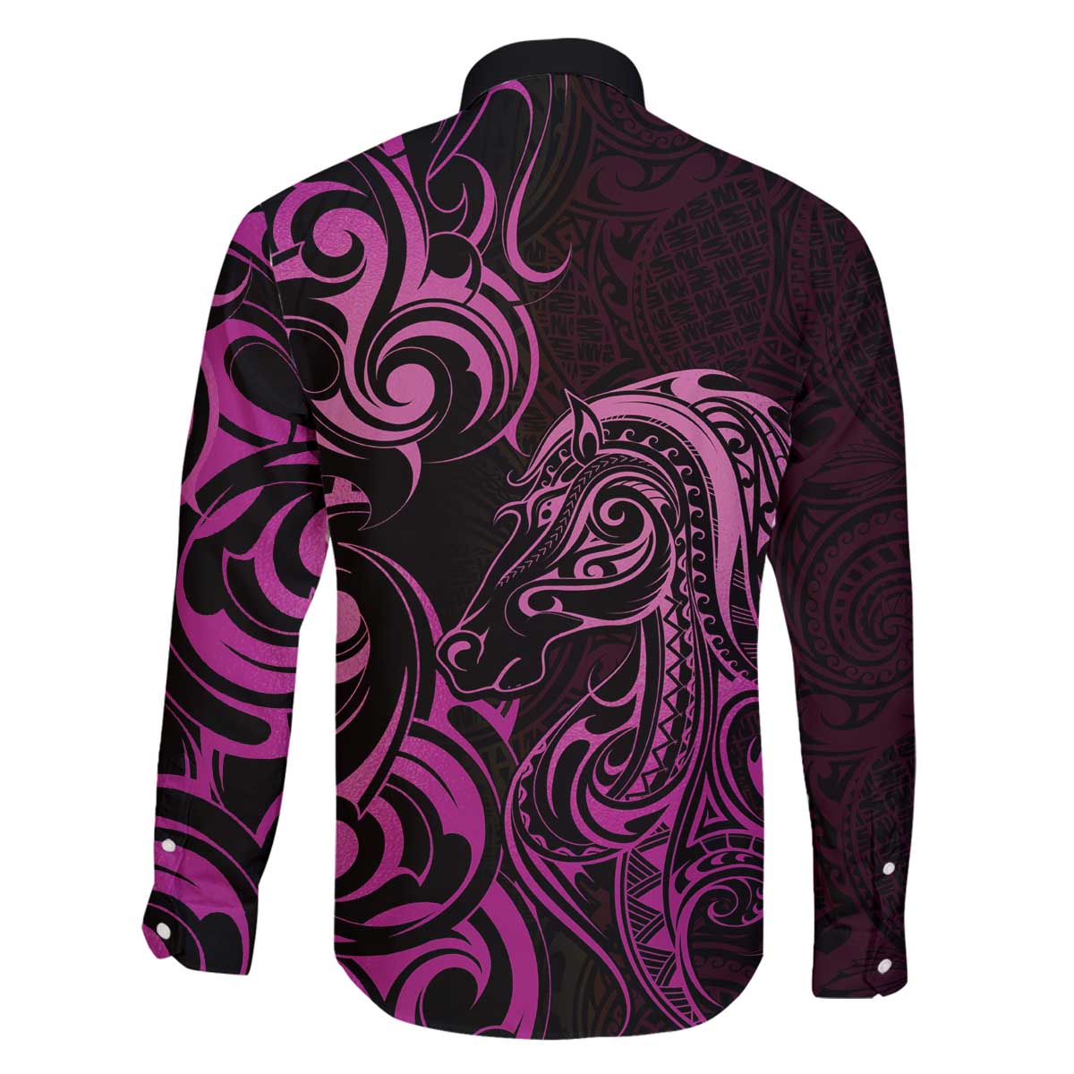 Pink Aotearoa Horse Racing Family Matching Off The Shoulder Long Sleeve Dress and Hawaiian Shirt NZ Maori Pattern LT14 - Polynesian Pride