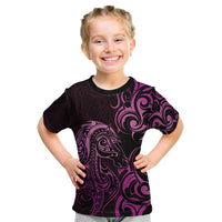 Pink Aoteara Horse Racing Kid T Shirt NZ Maori Pattern