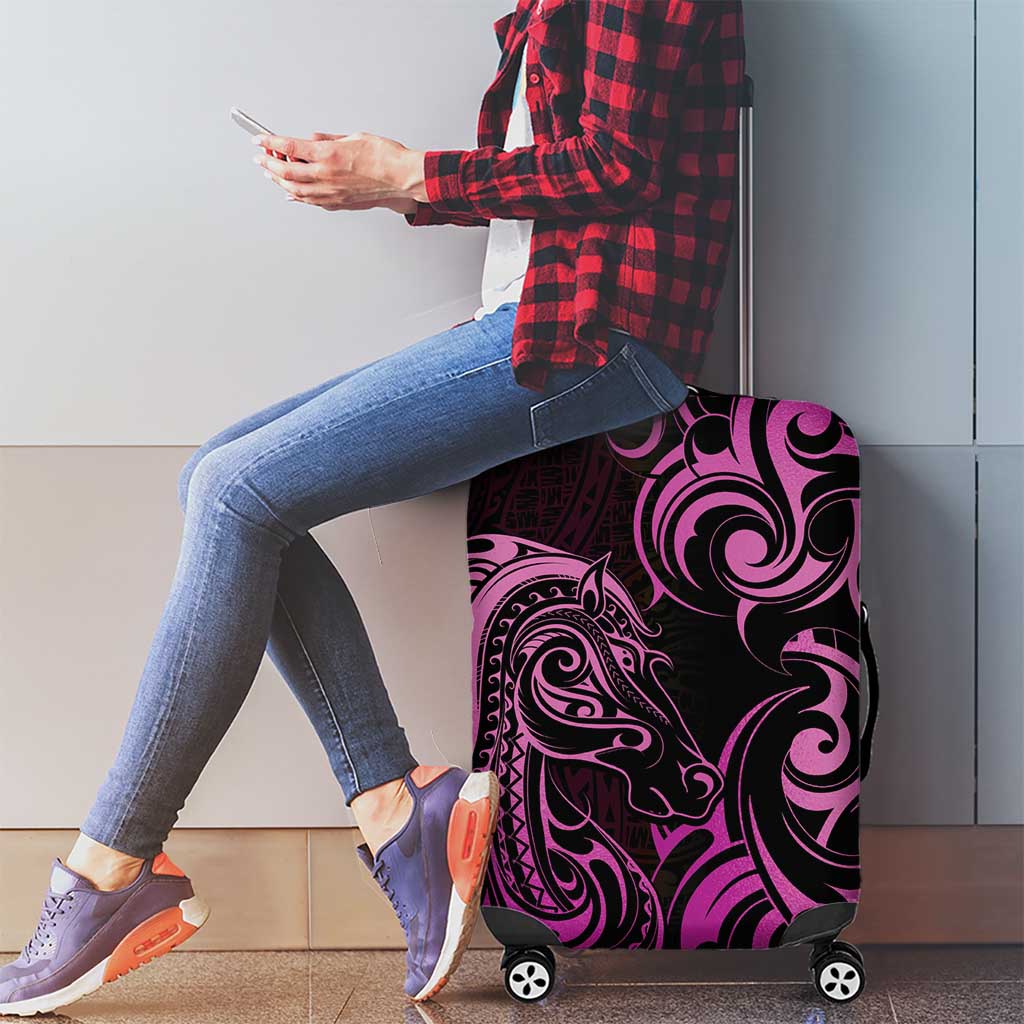 Pink Aoteara Horse Racing Luggage Cover NZ Maori Pattern