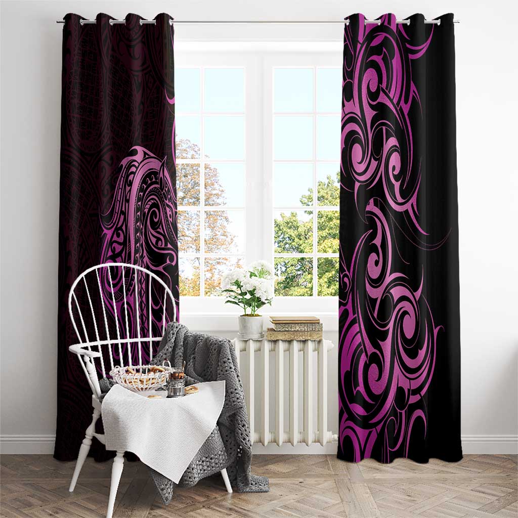 Pink Aoteara Horse Racing Window Curtain NZ Maori Pattern
