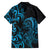 Blue Aoteara Horse Racing Family Matching Off The Shoulder Long Sleeve Dress and Hawaiian Shirt NZ Maori Pattern