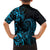 Blue Aoteara Horse Racing Family Matching Puletasi and Hawaiian Shirt NZ Maori Pattern