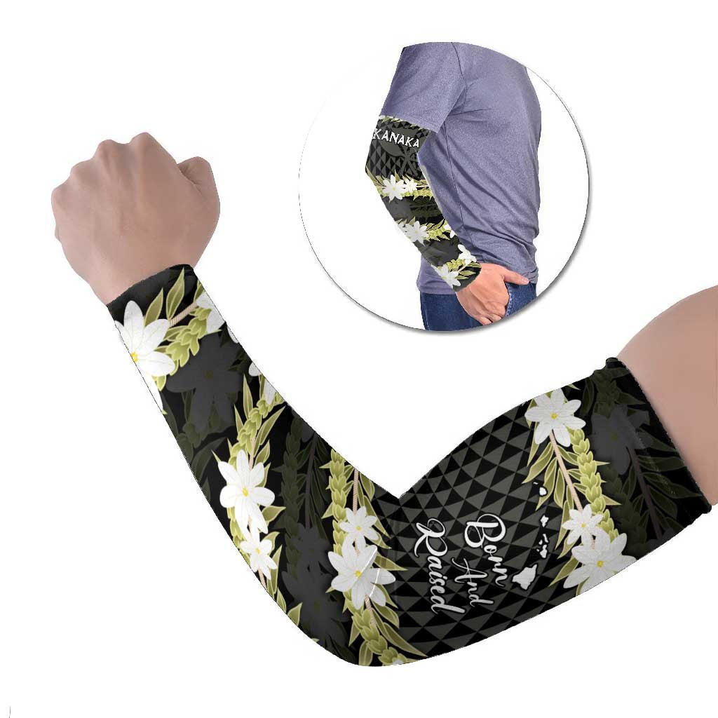 Born And Raised Aloha Hawaii Arm Sleeves Kanaka Kakau Hawaiian Tiare Pakalana Lei - Polynesian Pride