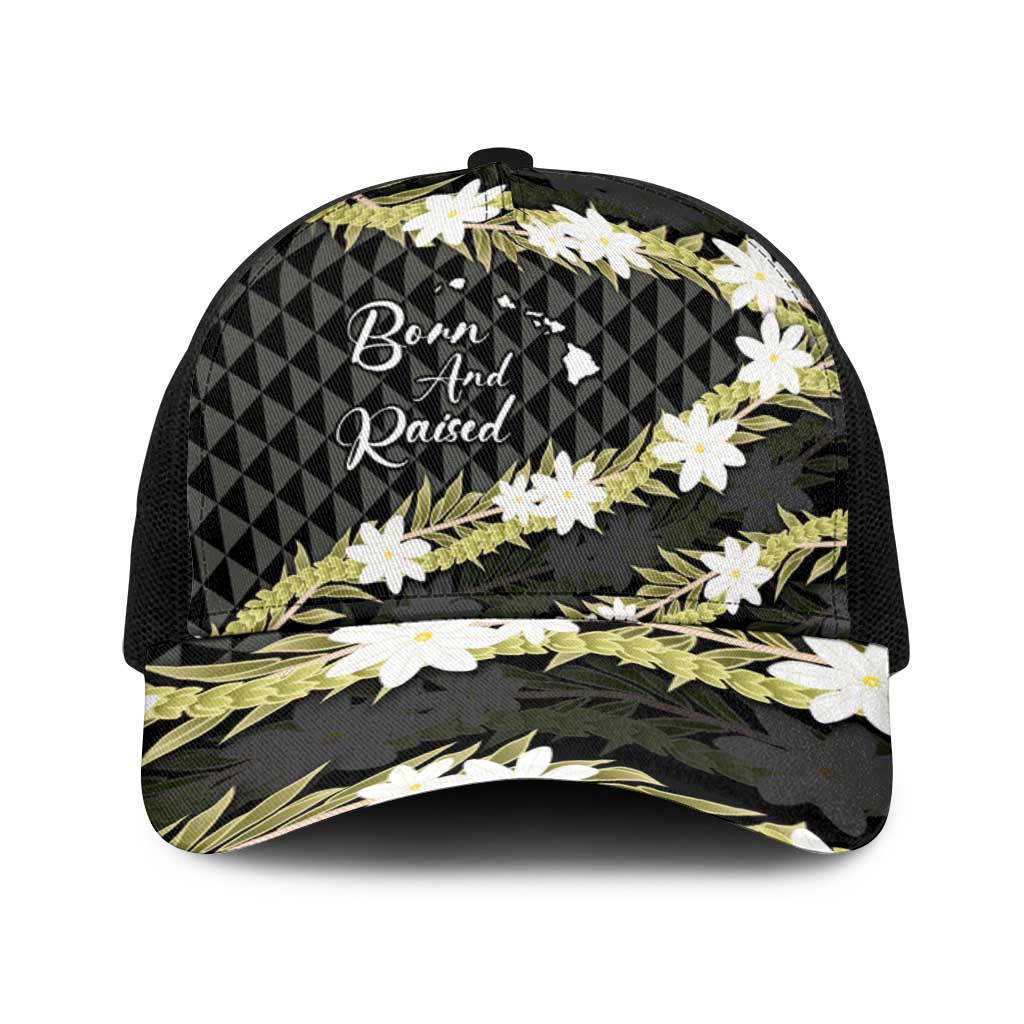 Born And Raised Aloha Hawaii Baseball Net Cap Kanaka Kakau Hawaiian Tiare Pakalana Lei - Polynesian Pride