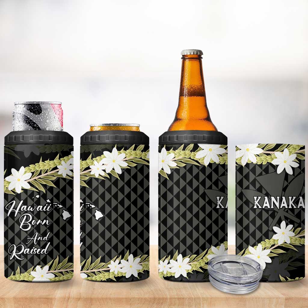 Born And Raised Aloha Hawaii 4 in 1 Can Cooler Tumbler Kanaka Kakau Hawaiian Tiare Pakalana Lei LT14 - Polynesian Pride