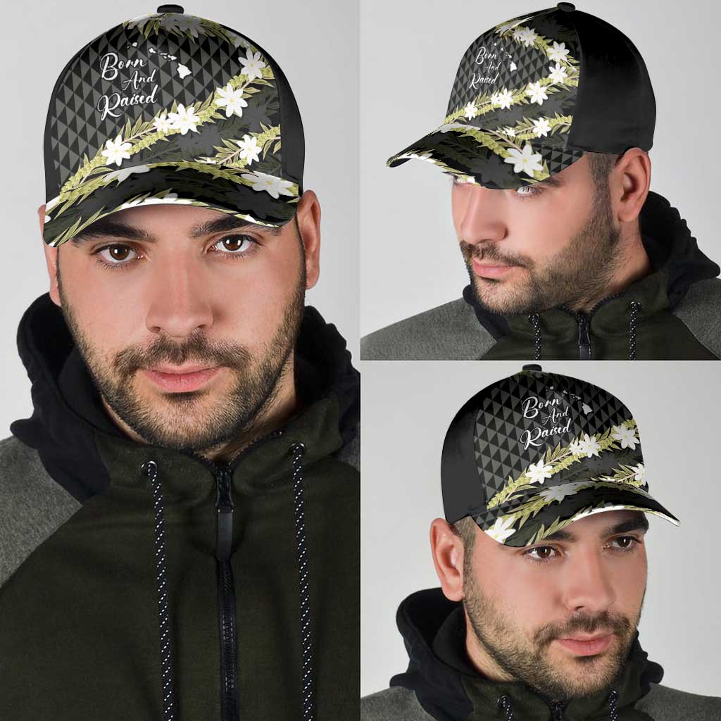 Born And Raised Aloha Hawaii Classic Cap Kanaka Kakau Hawaiian Tiare Pakalana Lei - Polynesian Pride