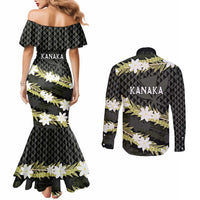Born And Raised Aloha Hawaii Couples Matching Mermaid Dress and Long Sleeve Button Shirt Kanaka Kakau Hawaiian Tiare Pakalana Lei LT14 - Polynesian Pride