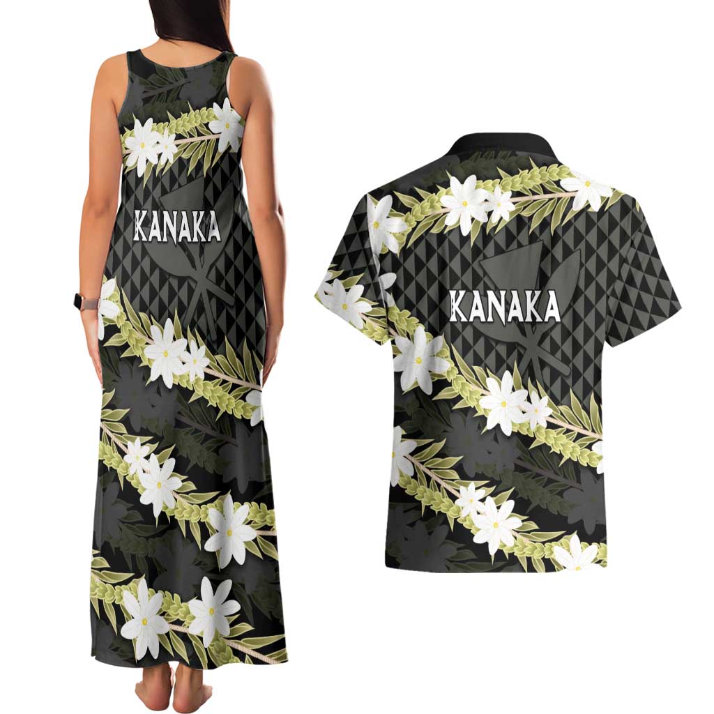 Born And Raised Aloha Hawaii Couples Matching Tank Maxi Dress and Hawaiian Shirt Kanaka Kakau Hawaiian Tiare Pakalana Lei LT14 - Polynesian Pride