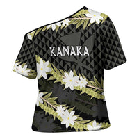Born And Raised Aloha Hawaii Cross Shoulder Shirt Kanaka Kakau Hawaiian Tiare Pakalana Lei - Polynesian Pride