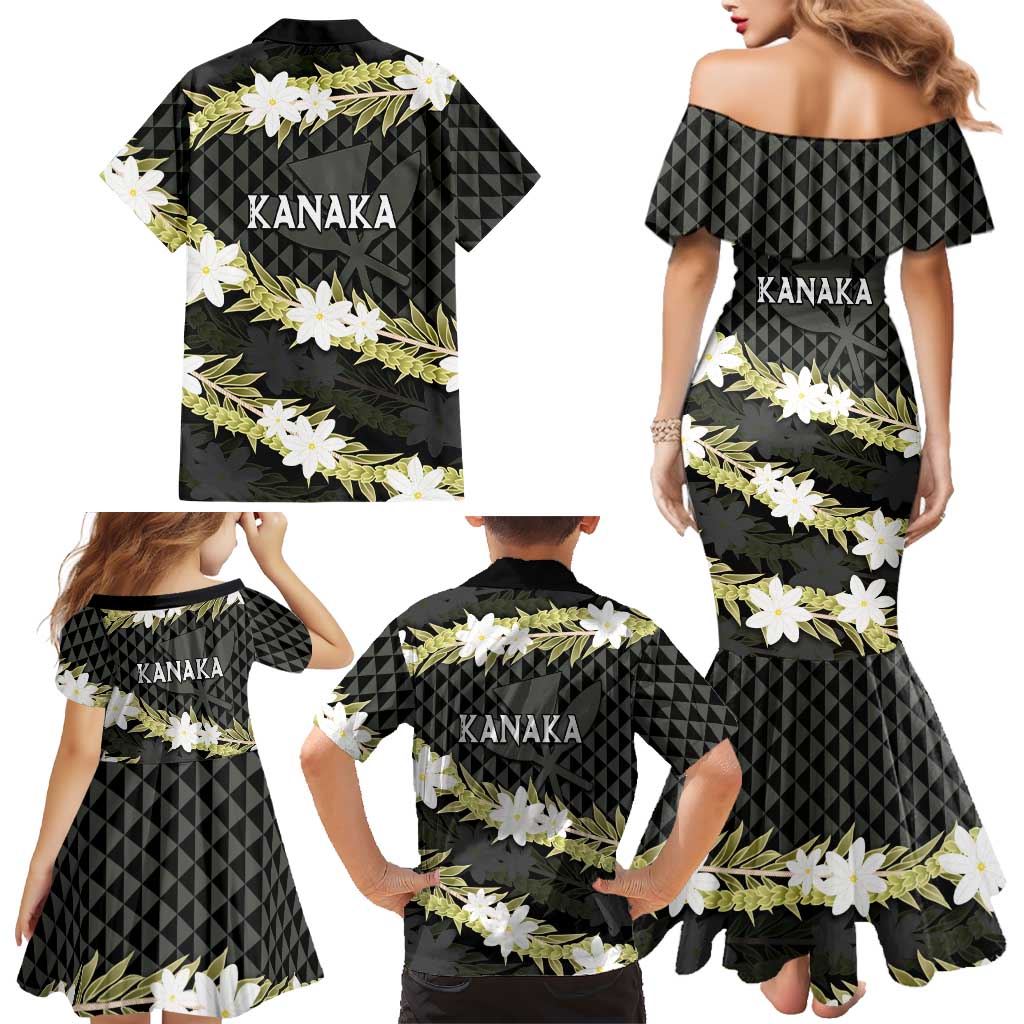 Born And Raised Aloha Hawaii Family Matching Mermaid Dress and Hawaiian Shirt Kanaka Kakau Hawaiian Tiare Pakalana Lei LT14 - Polynesian Pride