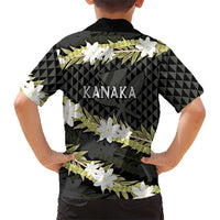 Born And Raised Aloha Hawaii Family Matching Off The Shoulder Long Sleeve Dress and Hawaiian Shirt Kanaka Kakau Hawaiian Tiare Pakalana Lei LT14 - Polynesian Pride