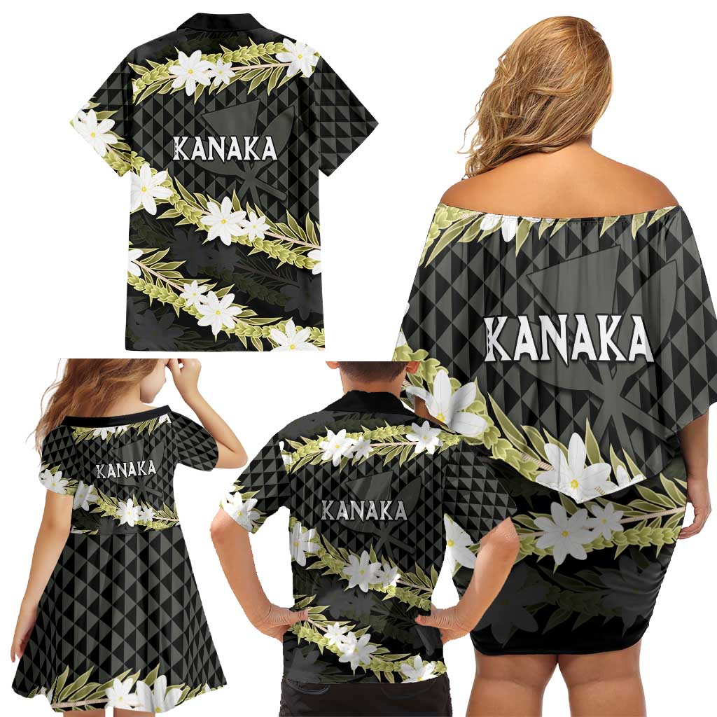 Born And Raised Aloha Hawaii Family Matching Off Shoulder Short Dress and Hawaiian Shirt Kanaka Kakau Hawaiian Tiare Pakalana Lei LT14 - Polynesian Pride