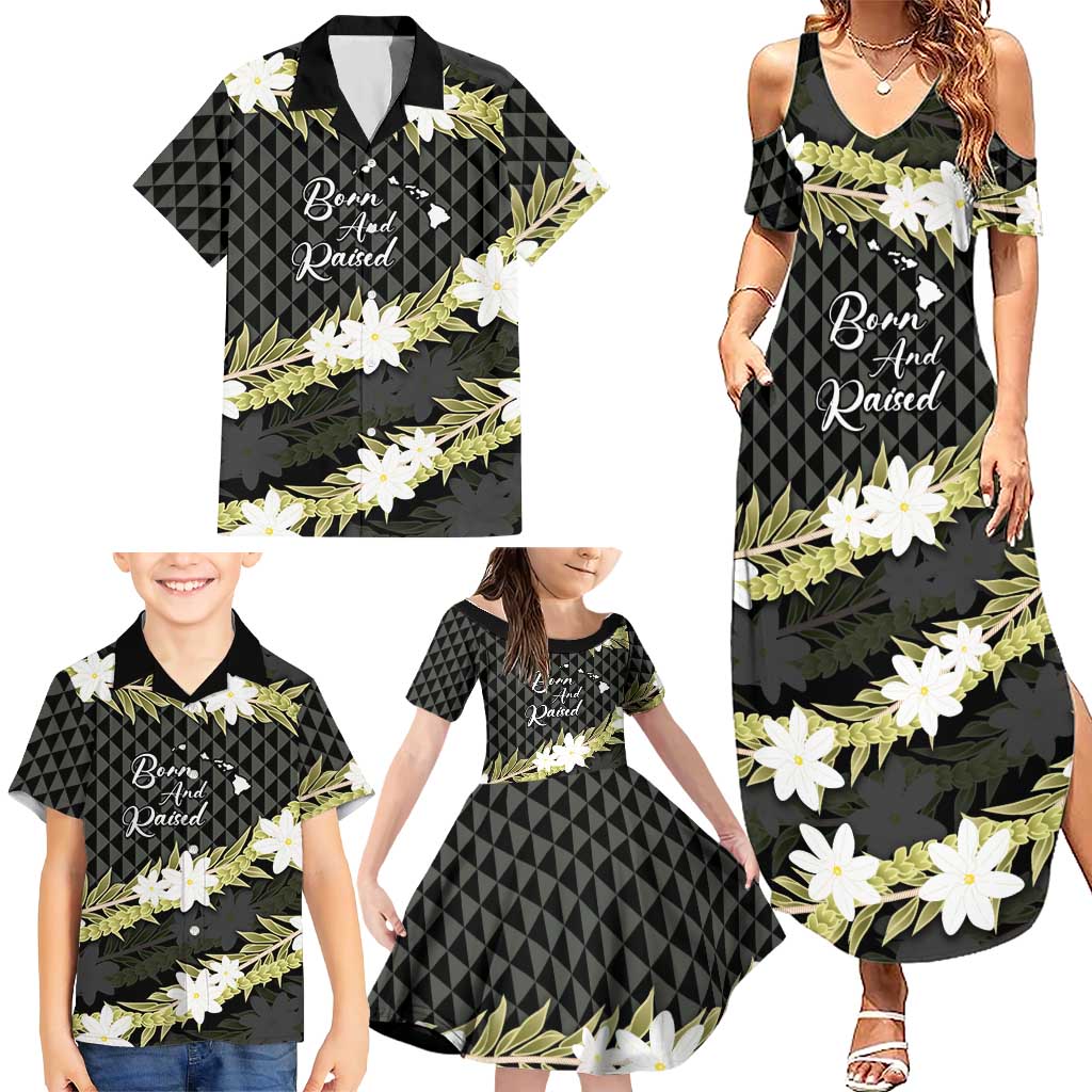 Born And Raised Aloha Hawaii Family Matching Summer Maxi Dress and Hawaiian Shirt Kanaka Kakau Hawaiian Tiare Pakalana Lei LT14 - Polynesian Pride
