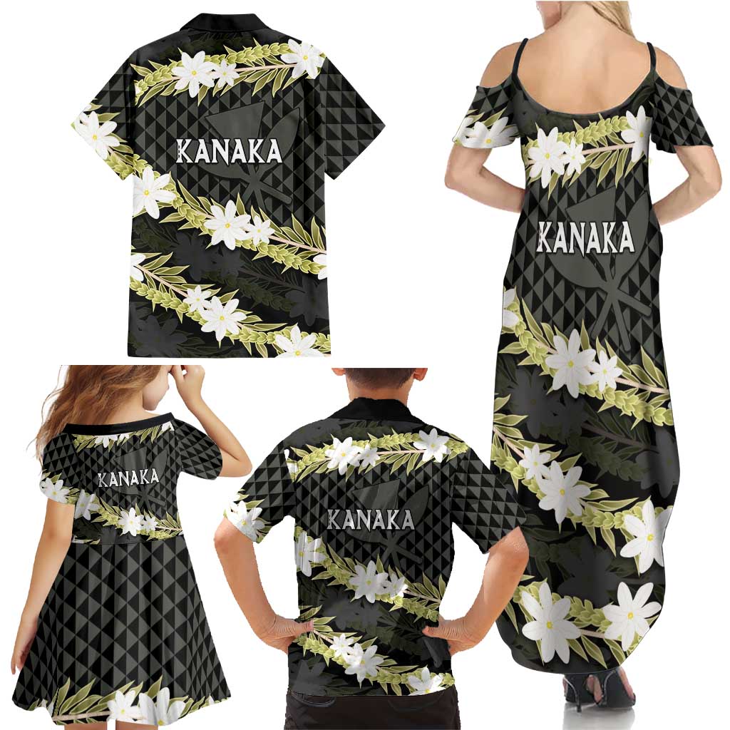 Born And Raised Aloha Hawaii Family Matching Summer Maxi Dress and Hawaiian Shirt Kanaka Kakau Hawaiian Tiare Pakalana Lei LT14 - Polynesian Pride