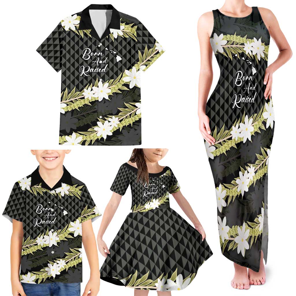 Born And Raised Aloha Hawaii Family Matching Tank Maxi Dress and Hawaiian Shirt Kanaka Kakau Hawaiian Tiare Pakalana Lei LT14 - Polynesian Pride